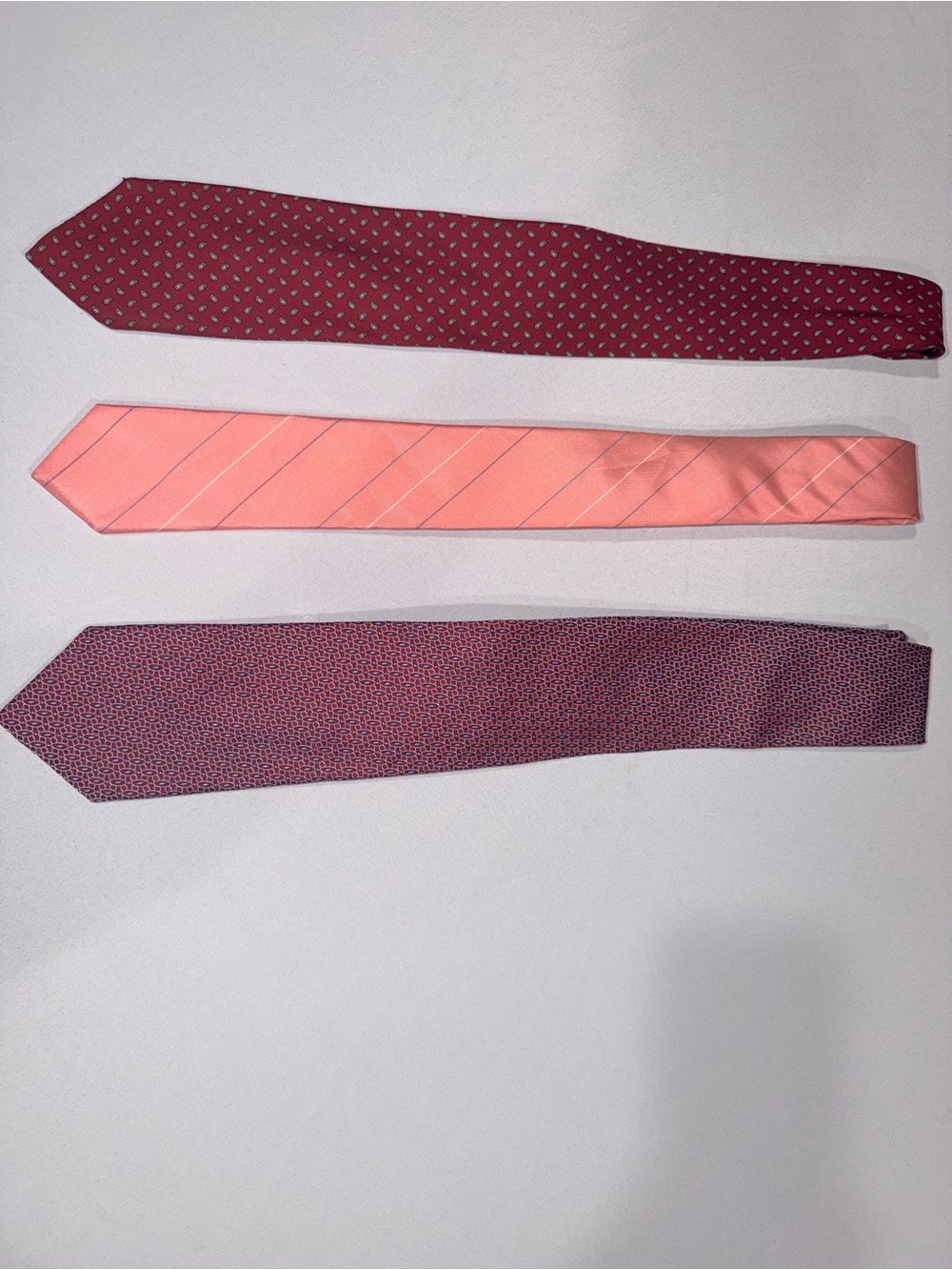 Vintage Men's Pink & Burgundy Necktie Set - Silk